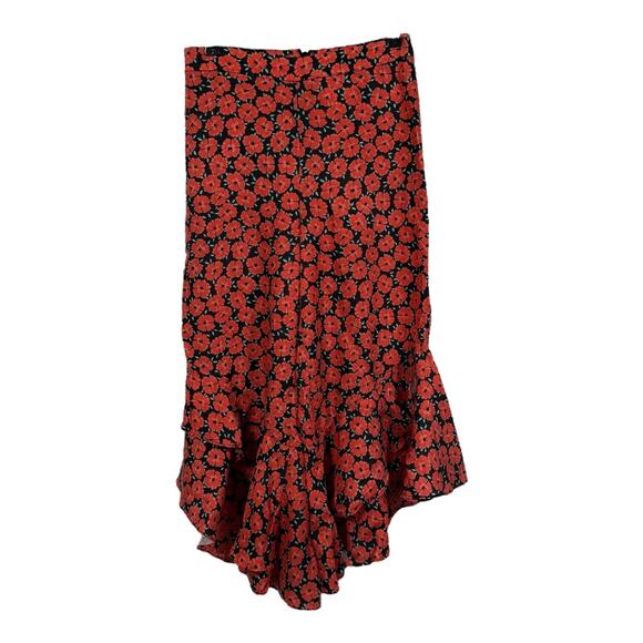 Anthropologie ETT TWA VirginieRed Floral Ruffle Flared Poppy Print Pants Size 2 - Picture 10 of 16